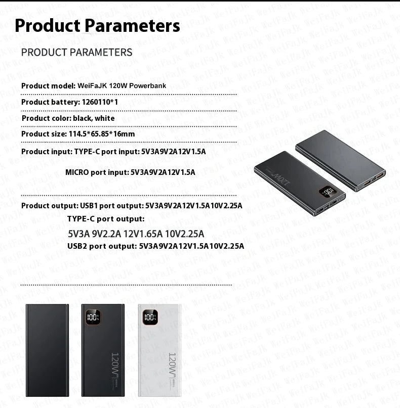 For Xiaomi Original Powerbank 50000mAh External Spare Battery Portable Charger Super Fast Charging For iPhone Android Power Bank