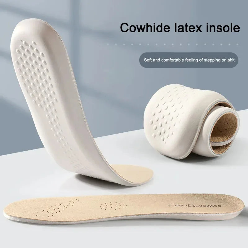 Leather Latex Sports Insole Cowhide Arch Support Shoe Pads Shock Absorbing Plantar Fasciitis Inserts for Shoes