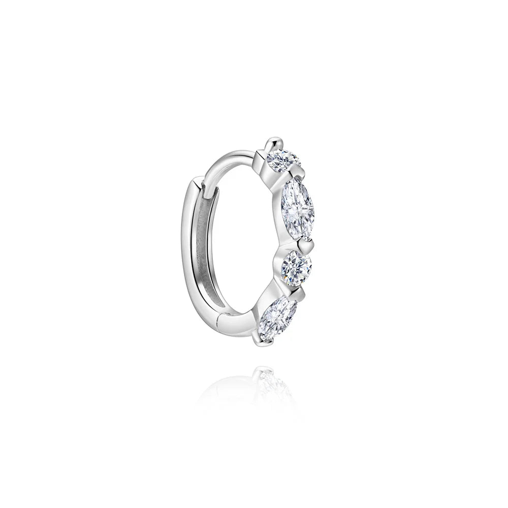 CANNER 1PC Moissanite Spherical Vertical Eight-pointed Star Piercing Earrings 925 Sterling Silver Jewelry Valentine's Day Gift