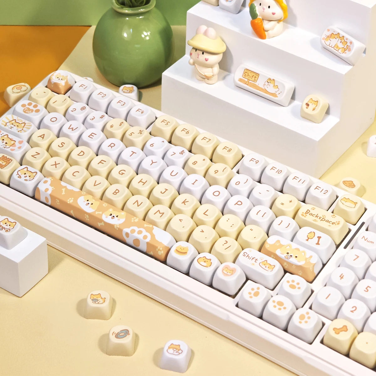 95 Keys artoon Cute Puppy Cat Kitty Keycaps GMK PBT Keycap MOA Profile Dye Sublimation For  DIY Mechanical Keyboard Girls Gift