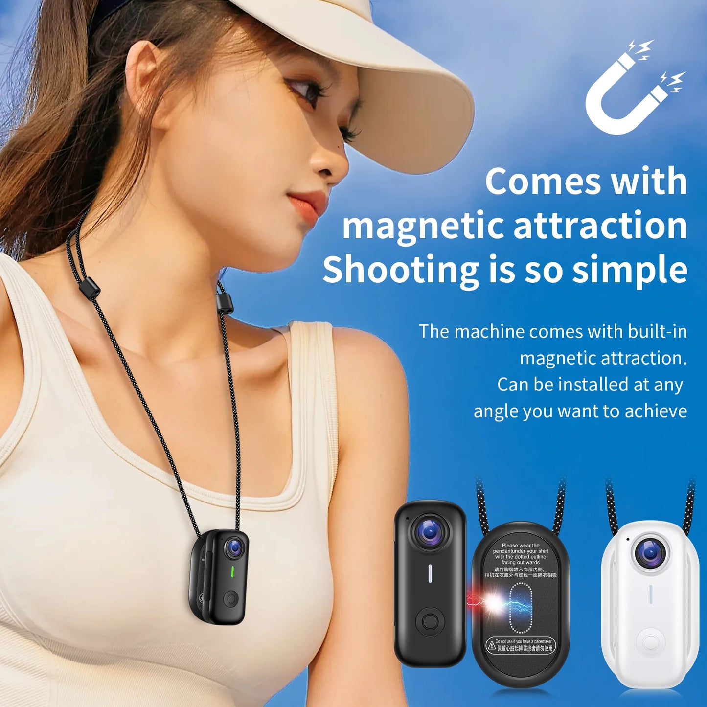 Magnetic Wearable Action Camera 1080P With WiFi And Night Vision Ultra Compact Hands Free Body Cam For Sports Cycling Outdoor