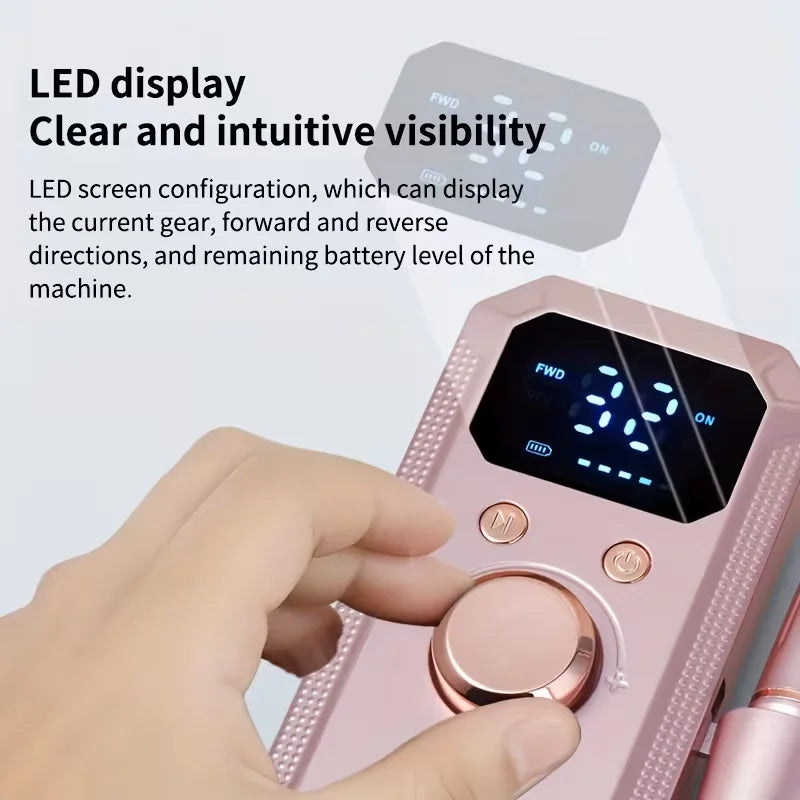 1 Set of Manicure and Pedicure Polishing and Shaping Tools, Electric Nail Grinder Set with USB Rechargeable Battery - 32 Adjusta