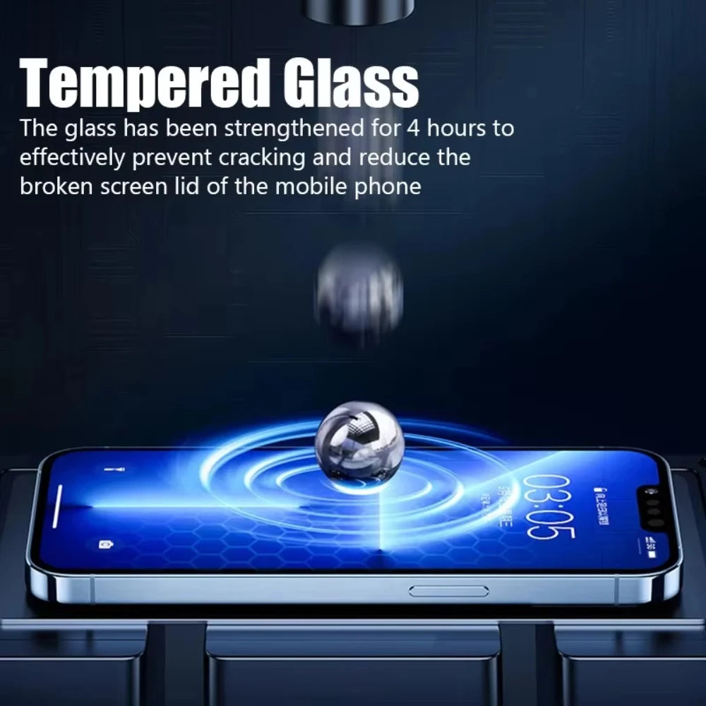 NNBILI 4Pcs Tempered Glass For IPhone 16 15 14 13 12 11 Pro Max Screen Protector For IPhone 12 13 Mini 16E High Definition Glass
