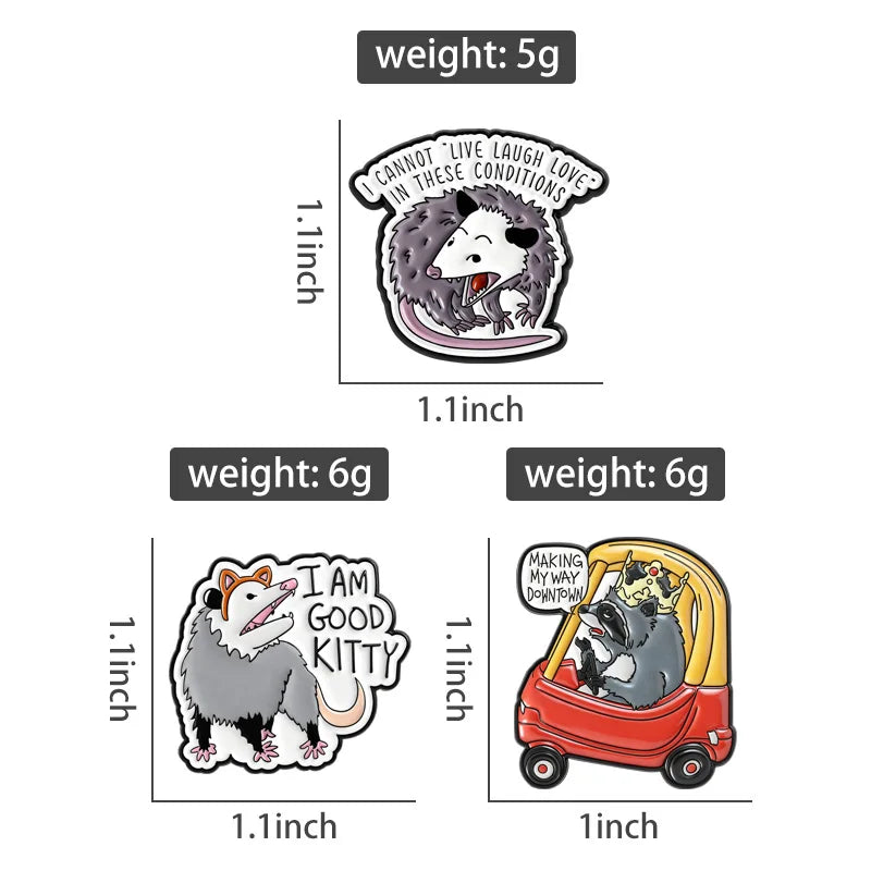 3-7pcs/sets Cartoon Anime Middle Finger Rude Cat Enamel Pins Low Battery Daisy Flower Brooches Backpack Lapel Badge Jewelry Gift