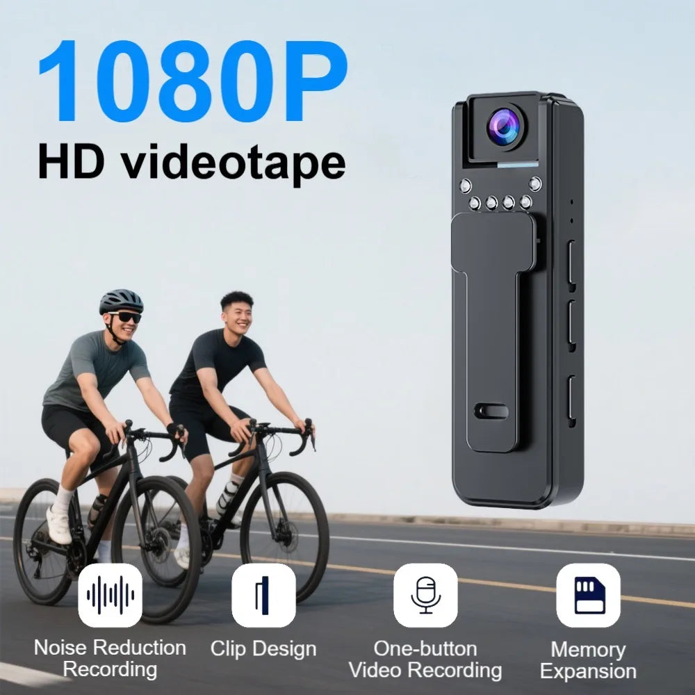 1080P Mini Body Camera 180° Rotatable Lens Body Mounted Camera Small Portable IR Night Vision Police Body Camera for Bike