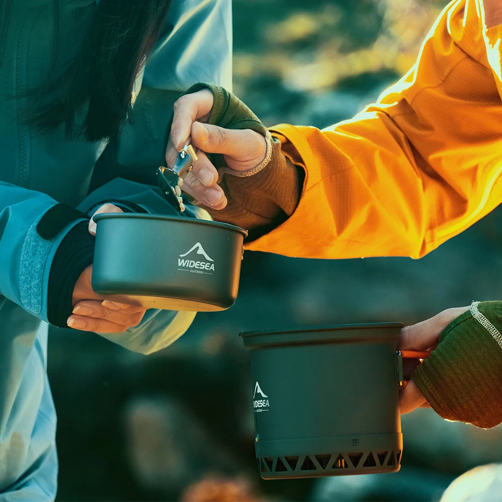 Outdoor Camping Pot 1.3L 2.3L Cookware Outdoor Cooking Kettle Set Heat Cooker Travel Tableware Tourist Kitchen Utensil Equipment