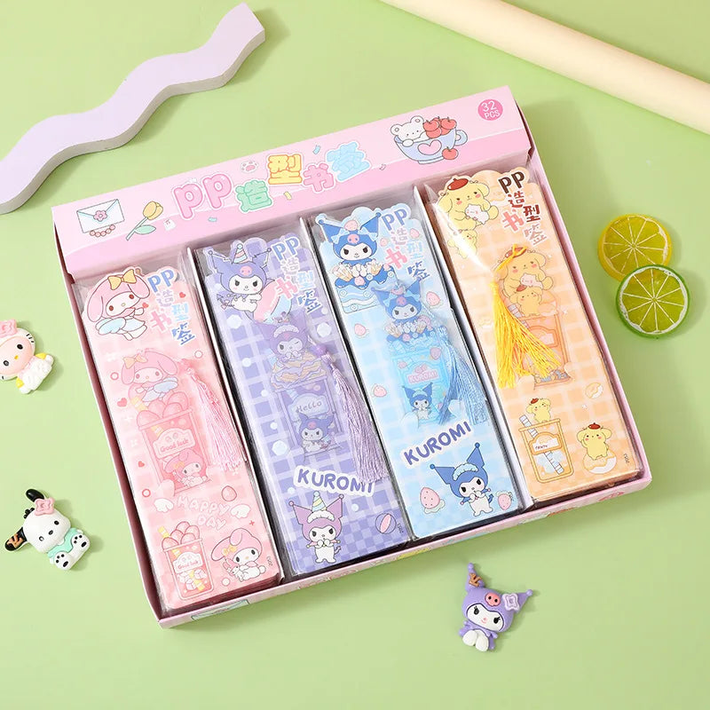 16pcs/lot Sanrio Kuromi Bookmark Creative Melody Tassels Book Mark For Books School Office Supplies Cartoon Stationery Gift