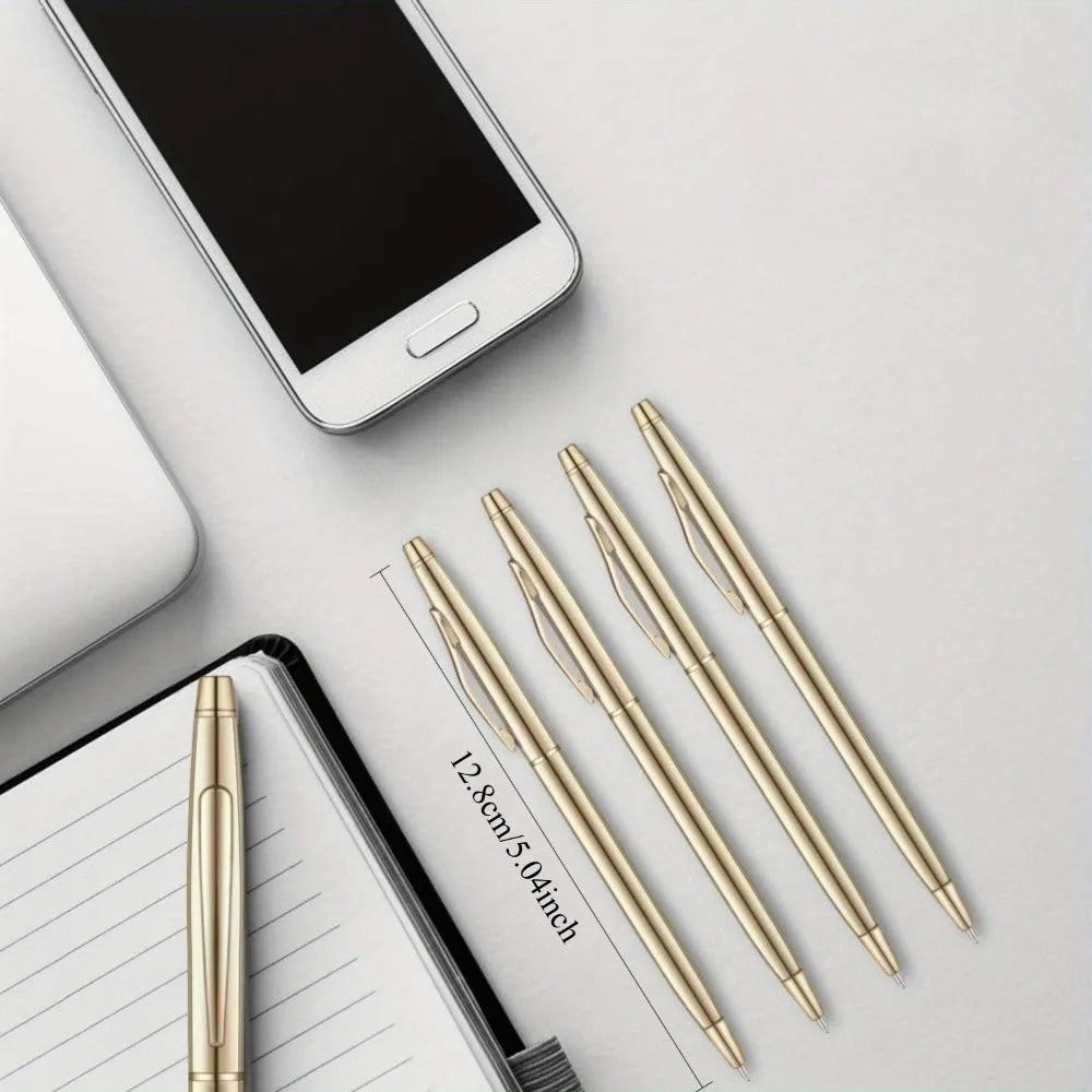 Slim Metallic Retractable Ballpoint Pens Slim Ballpoint Pens Black Ink Pens Metal Pens Set for Business Office