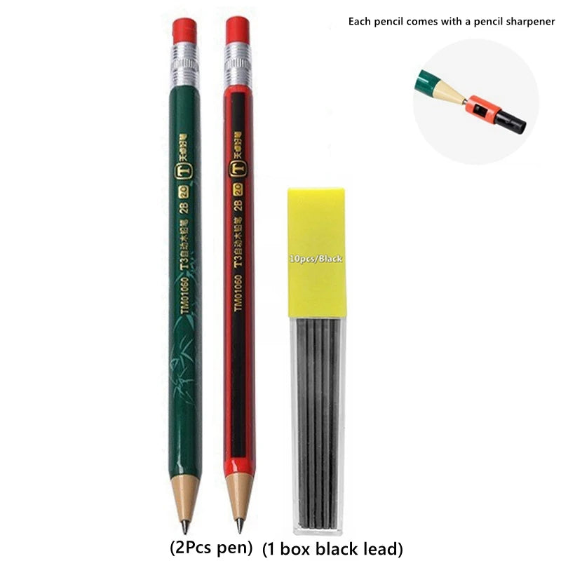 2.0 mm Mechanical Pencils Set 2B Automatic Student Pencils with Sharpener Color Pencil Leads School Pens Kawaii Cute Stationery