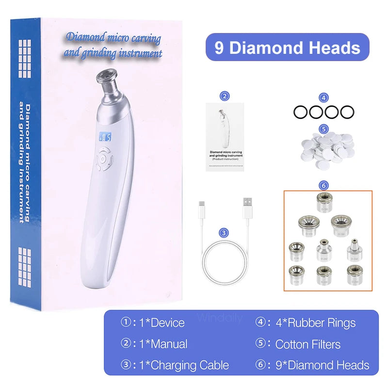 2025 Wireless Diamond Microdermabrasion Machine Blackhead Remover Vacuum Pore Cleaner Facial Skin Care Tool Face Beauty Device