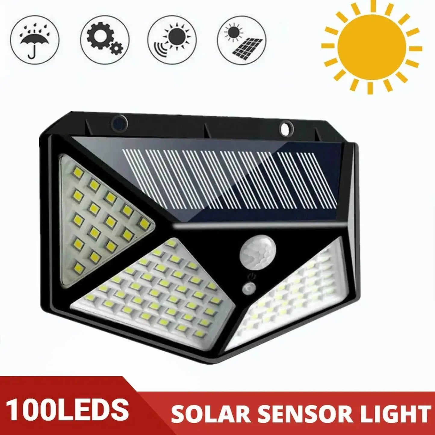 100 LED Outdoor Solar Lamp Outdoor Garden Decoration Solar LED Light Waterproof Sunlight Powered Spotlight with Motion Sensor