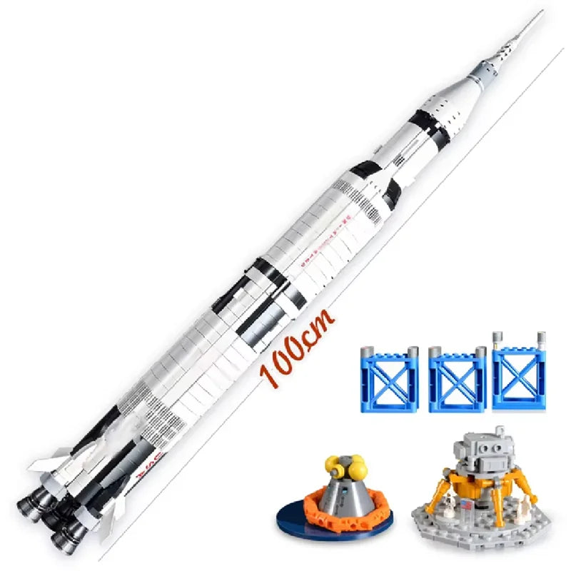 1969 pieces Apollo Saturn 5 Model Building Blocks Space Rocket Series Set Assembled Toys Children's Educational Birthday Gifts