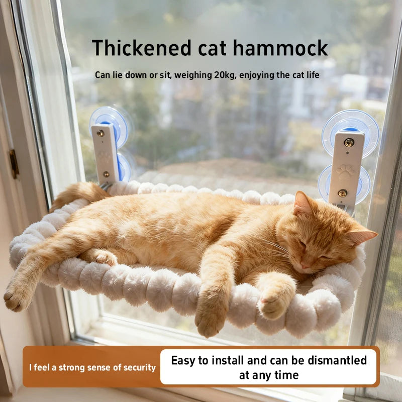 New Winter Cat Hammock Window Habitat Cat Sunbathing Glass Hanging Suction Cup Balcony Pet Nest Foldable Pet Bed Cat Supplies