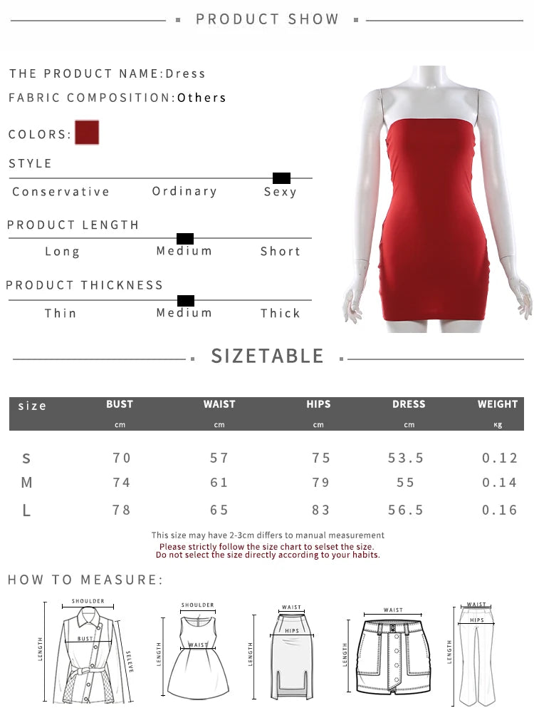 Weird Puss Valentine's Day Strapless Dress Women Backless Sexy Peach Hip Stretch Slim Simple Hottie Dating Mini Street Clubwear