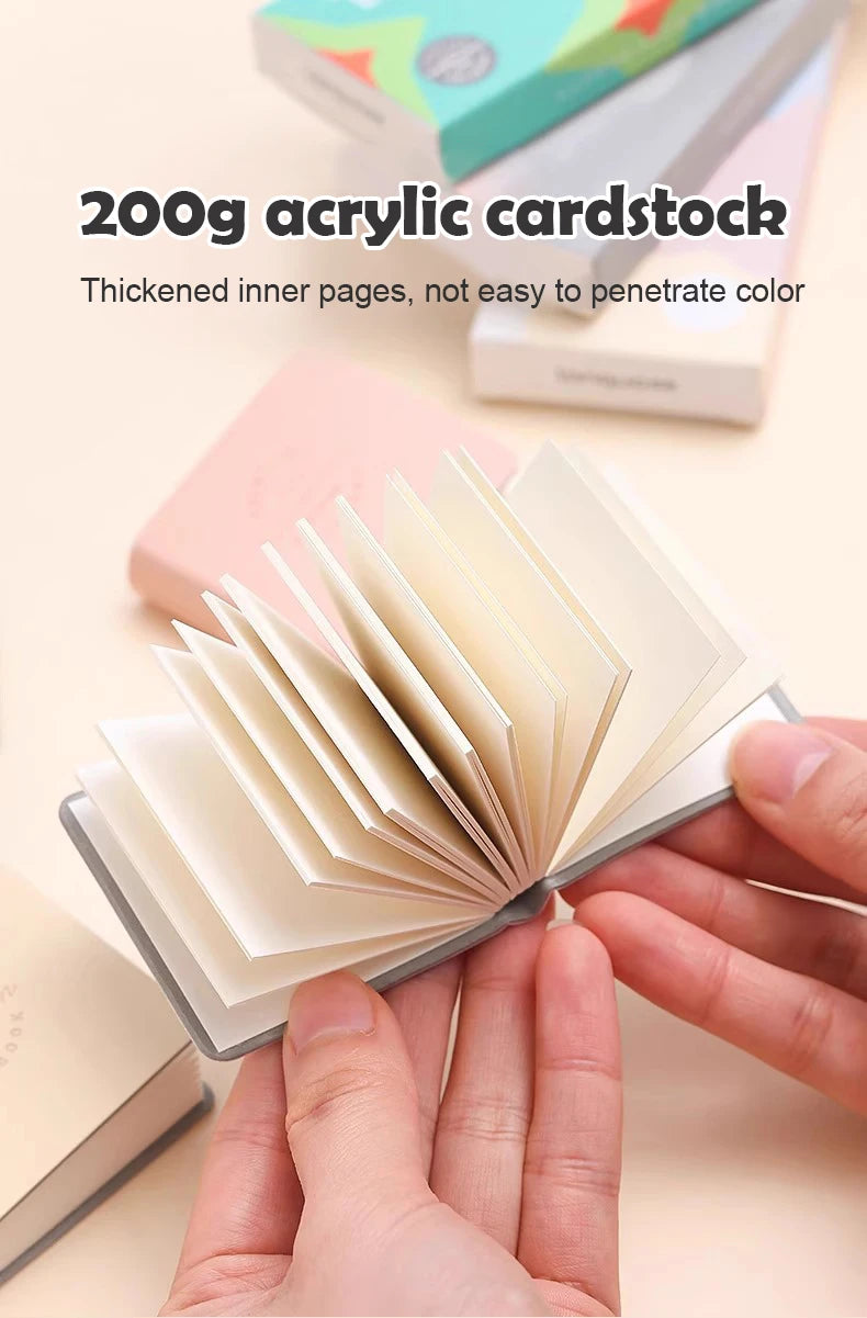 15Pcs 50x50mm Pocket Drawing Book Blank Water Color Thick Paper Mini Sketchbook 200g 48sheets Marker Painting Paper Art Supplies