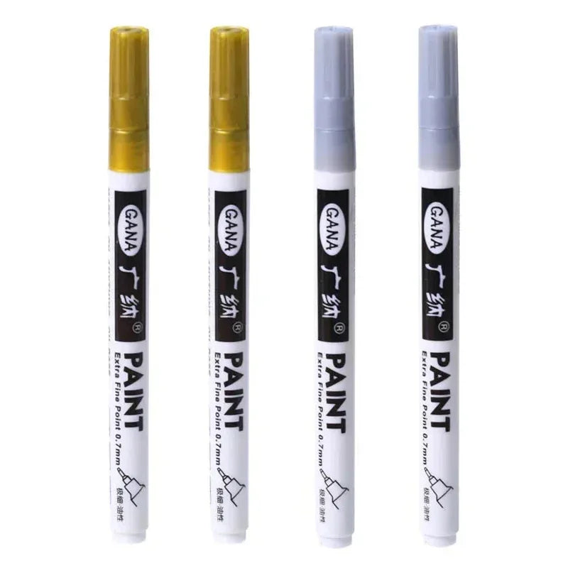 4pcs Oil Based White Black Permanent Paint Markers Pens 0.7mm Extra Fine Waterproof, for Rock Painting, Wood, Metal, Canvas