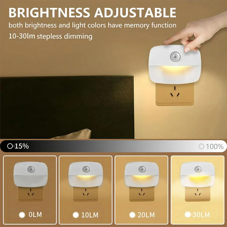 LED Night Light EU US Plug In Smart Motion Sensor Light 220V Wall Lamp For Home Aisle Hallway Stair Kitchen Bedroom Night Lamp