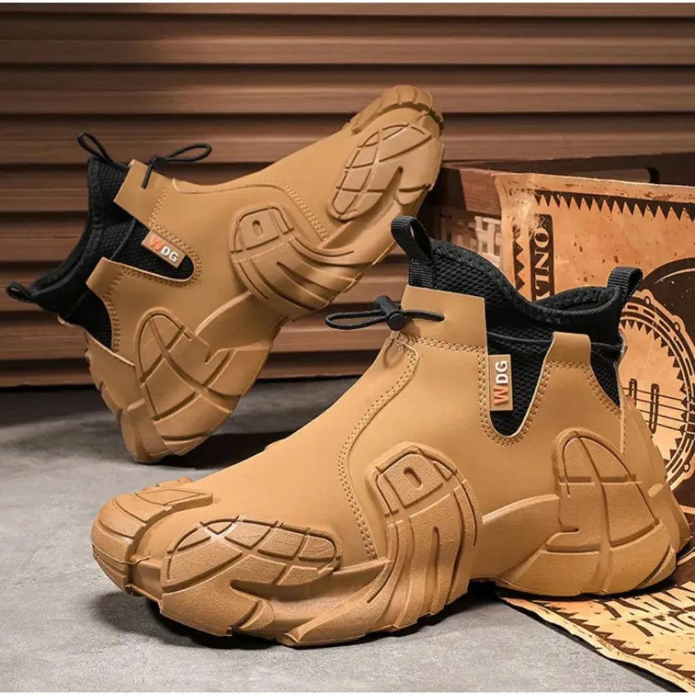 2025 New Men's High - top Shoes for Autumn - Anti - slip Waterproof  Side - zipper Work Shoes for Construction Site