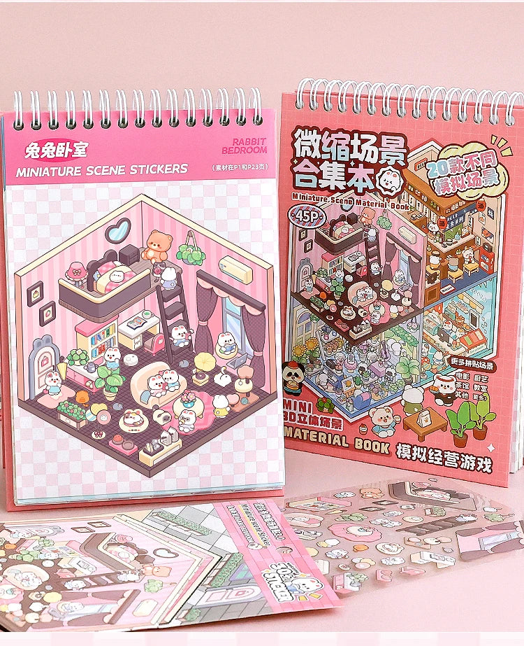 20Pcs 20in1 3D Cartoon Sticker Book | DIY Scenes Creative Gift for Kids, Portable Sticker Album for Birthday Christmas Crafts