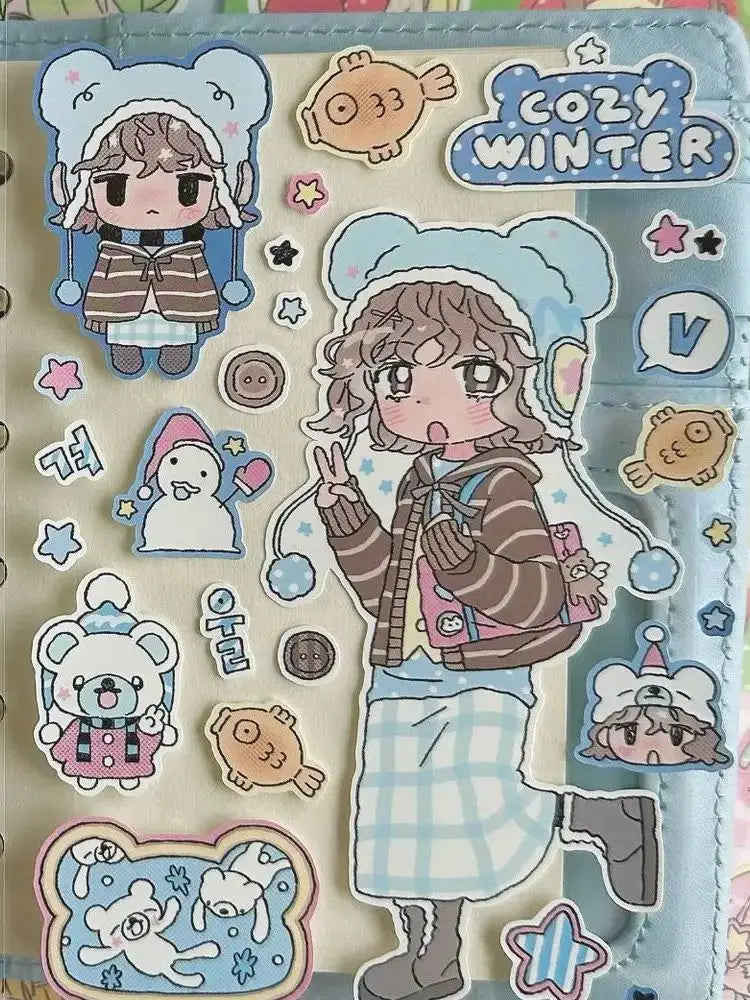 Cute Korean Stickers Cute Girl Cartoon Character Stickers Hand Account Planner Diary Scrapbook Stationery DIY Decorative Sticker