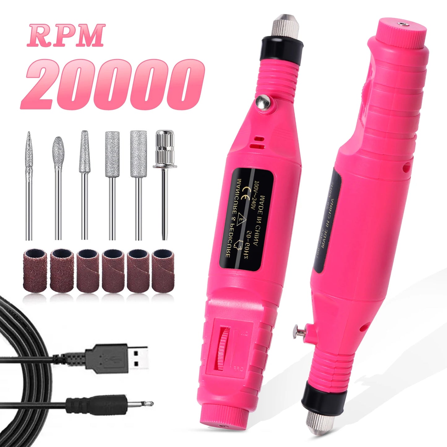 Electric Nail Sander Set Nail Drill Machine Grinding Equipment Milling Cutter For Manicure Pedicure Strong Polishing Tools