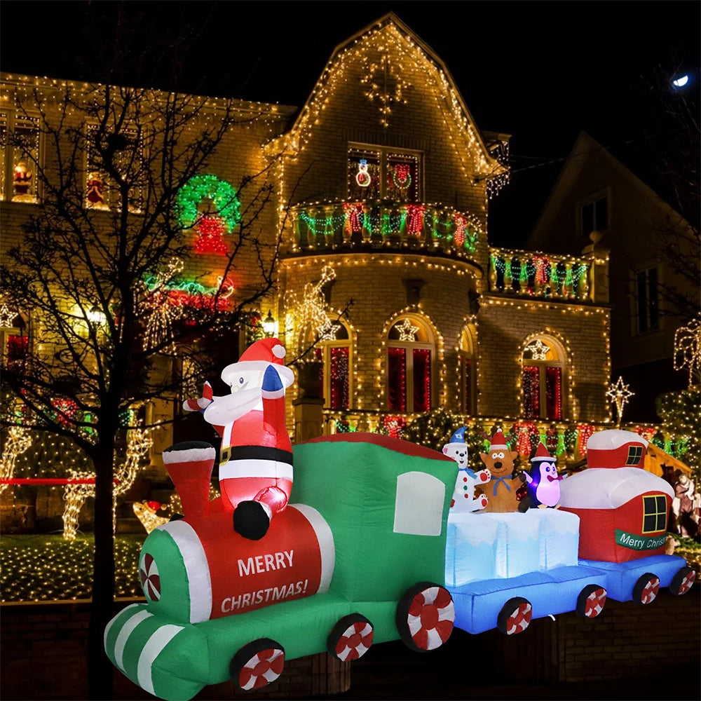 2025 Christmas inflatables Santa 240cm Glowing Santa Claus with LED Outdoor Home Cafe Decoration Party Garden Xmas Decor