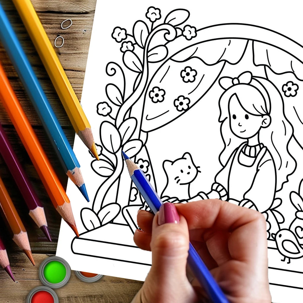 28 Pages Cozy Girls's Life Coloring Book for Adult | Colouring Book for Stress Relief, Birthday Day Gift, Back to School Supplie