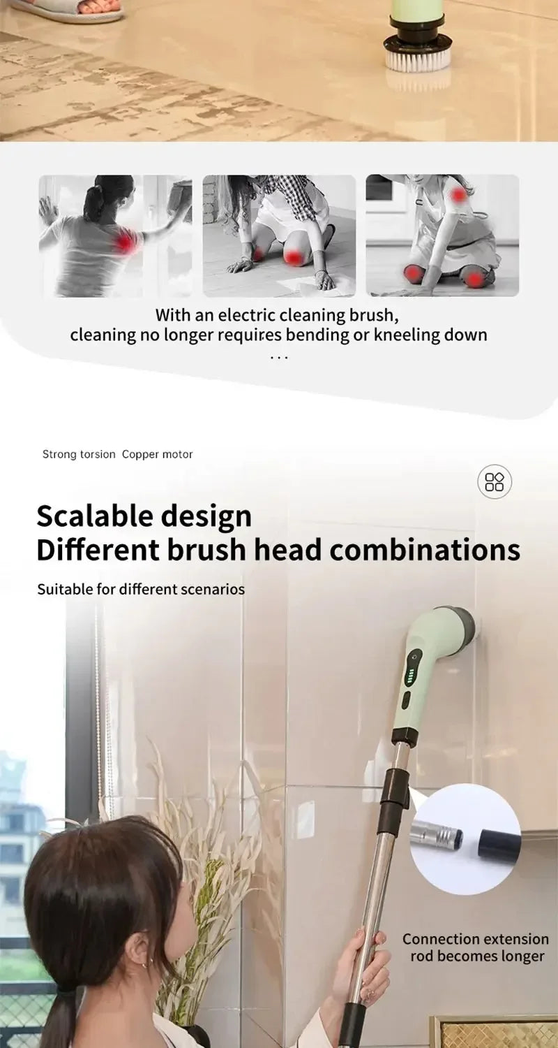 Cordless Electric Spin Scrubber For Kitchen Bathroom Toilet Tile Grout Cleaning Household Multipurpose Power Brush