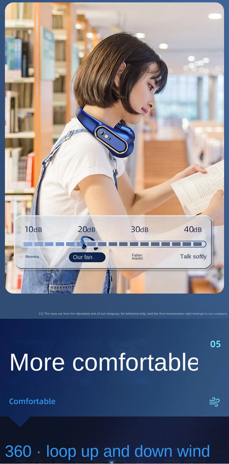 5 Speeds Neck Fan, LED Display, 360° Airflow, Quiet Portable USB Wearable Fan for Travel Office Home