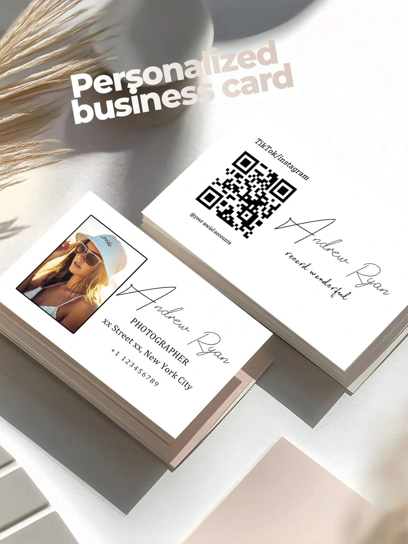 Custom Business Cards Logo Social Media Info Modern Vintage Cute Back To School Office Workers Clients