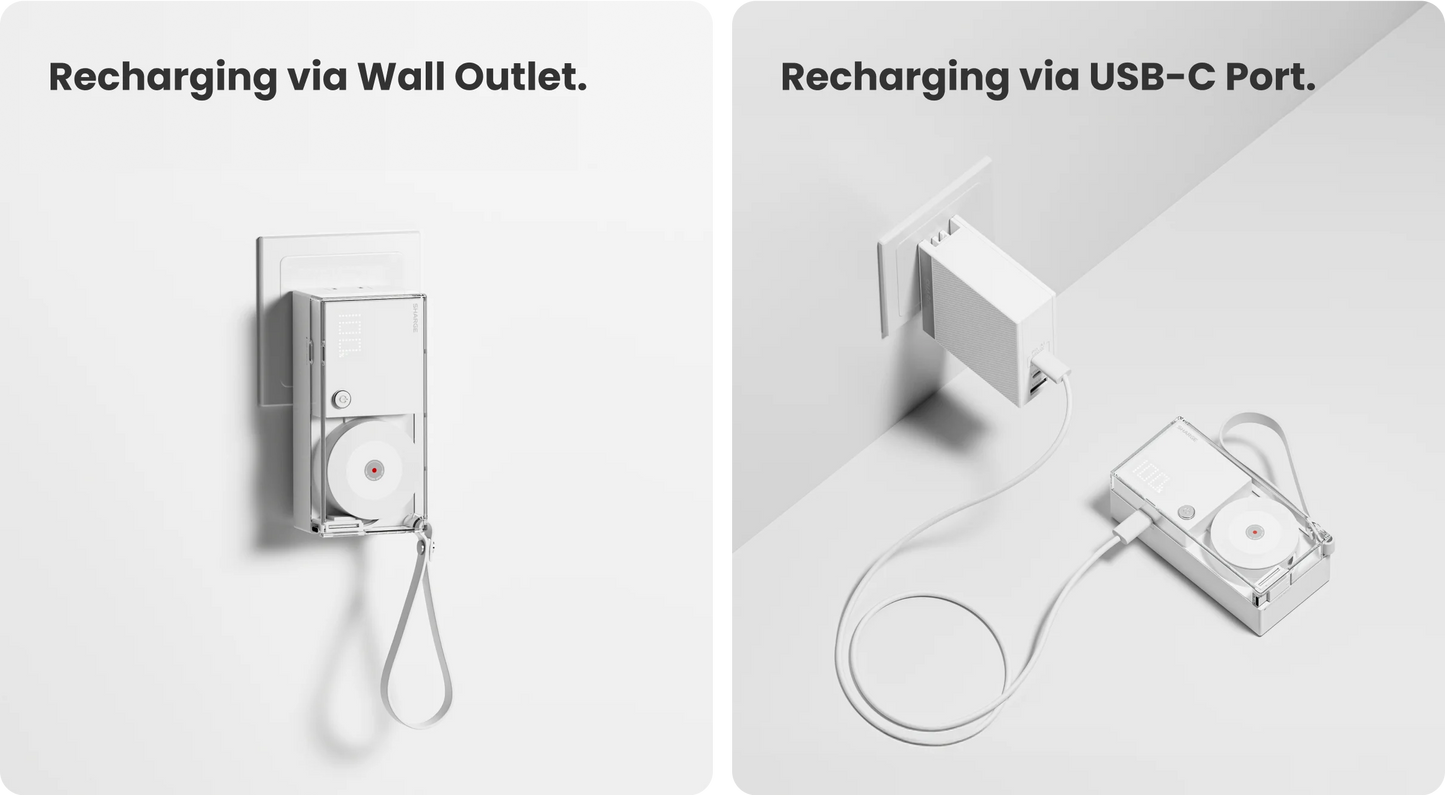 SHARGE 3-in-1 Portable Power Bank 30W USB-C Charger with USB-C Cable 10,000mAh AC Plug Max Battery Pack for iPhone 16/15 Galaxy