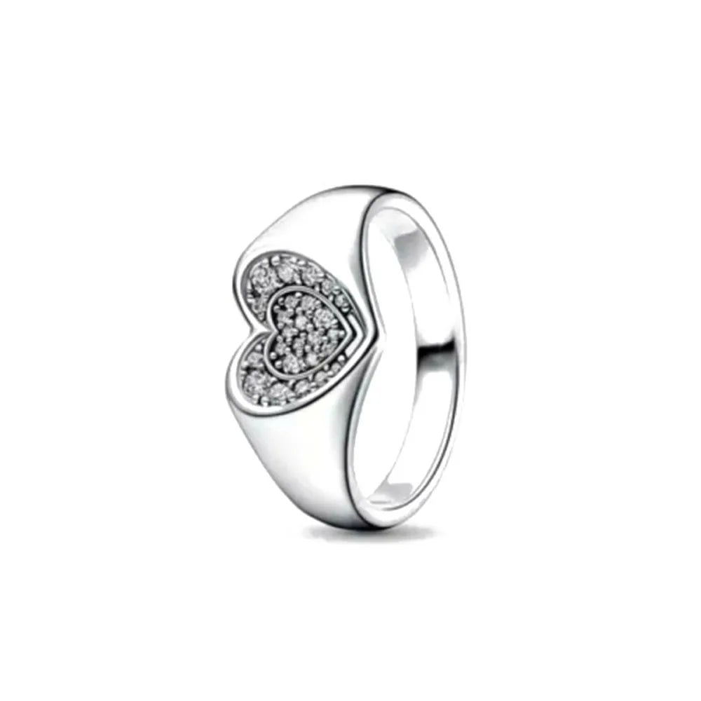 Hot Sale 925 Sterling Silver Red Pink Blue Green Heart Stone Snowflake Daisy Ring Trinkets Rings Wedding Fashion  Jewelry Women