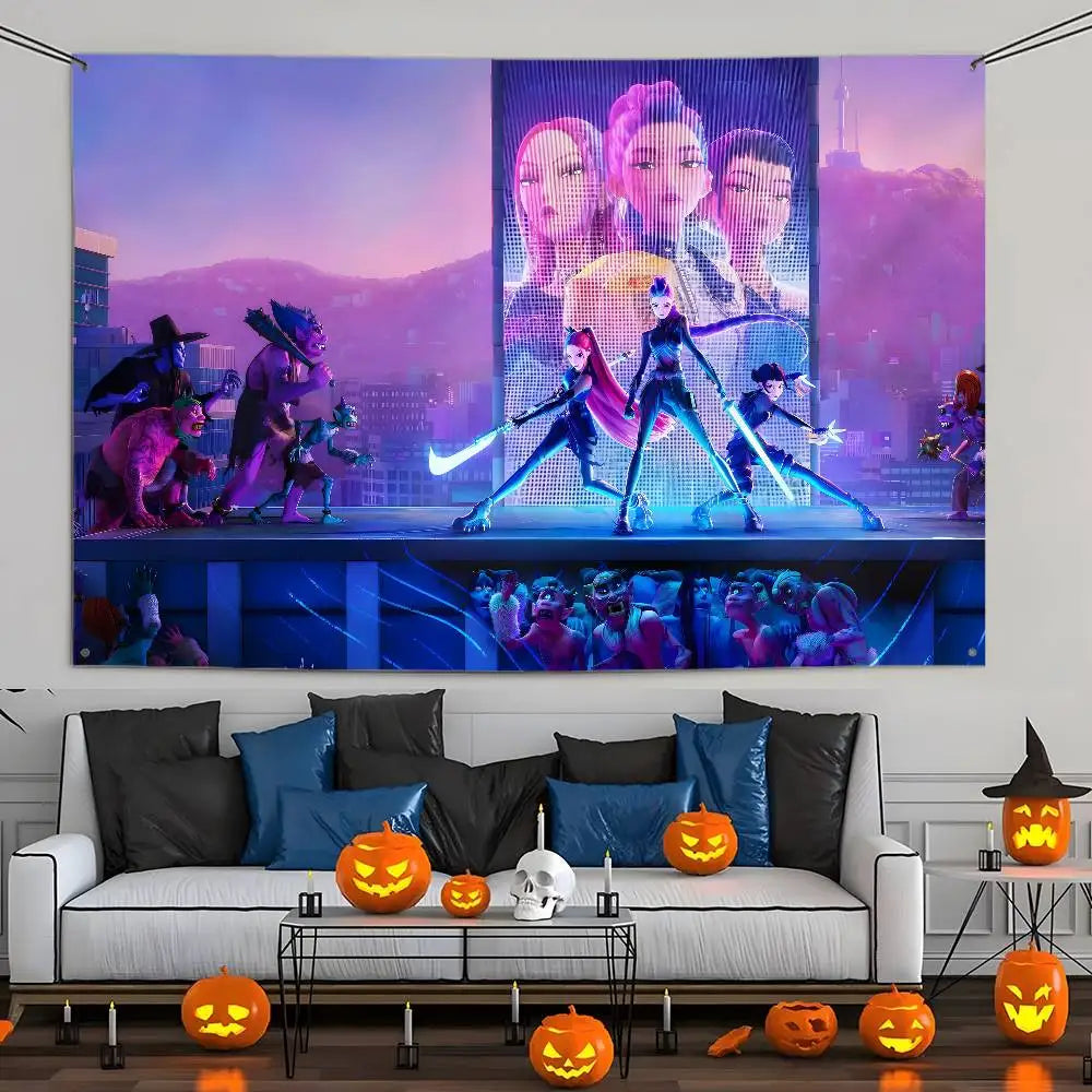 KPop Demon Hunters Flag Custom Flags Wall Hanging Tapestry Outdoor Decorative flag Background Blanket