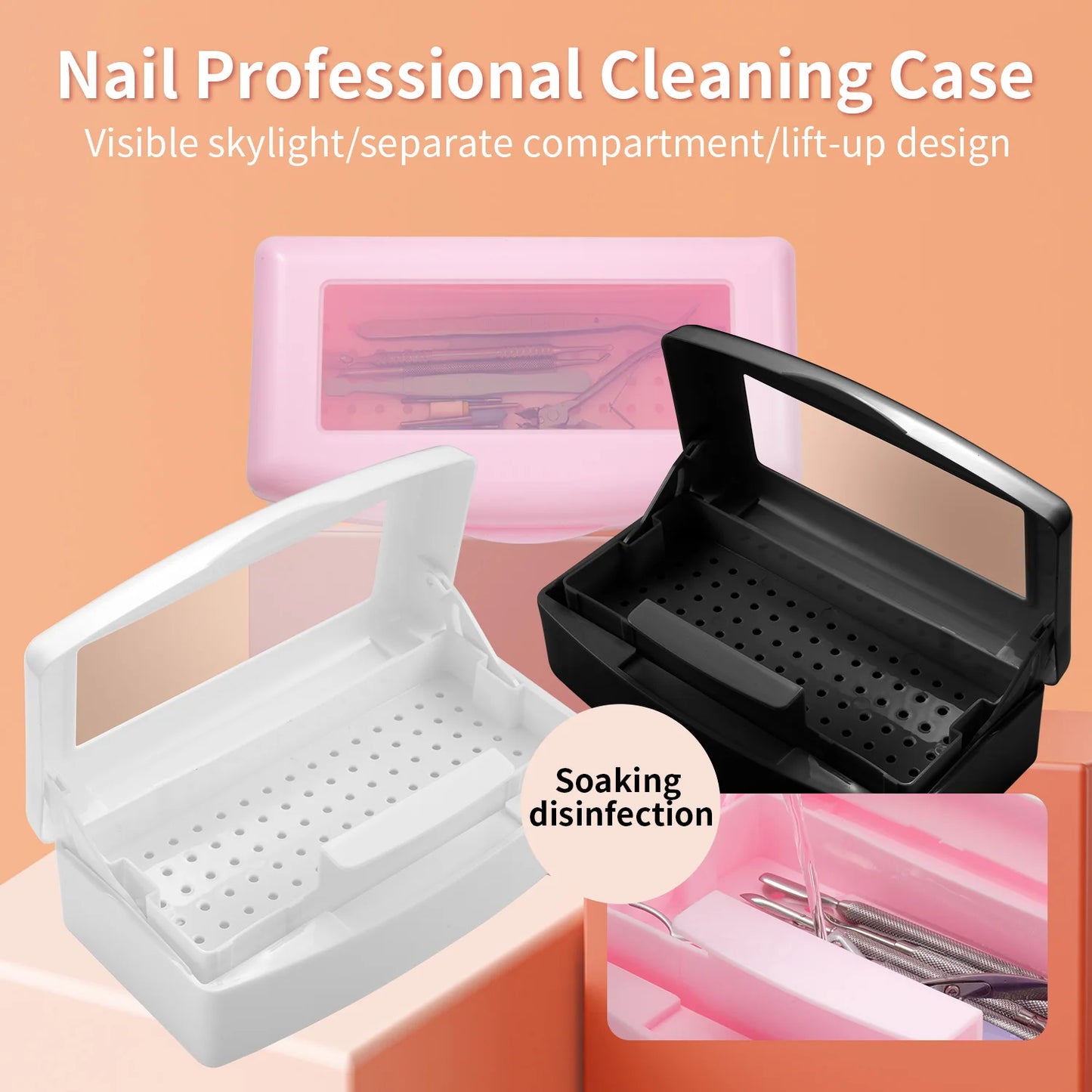 Manicure Tools Beauty Implement Sterilizing Tray Nail Tools Inside Disinfection Box Detachable Cleaning Nail Tools Storage Box