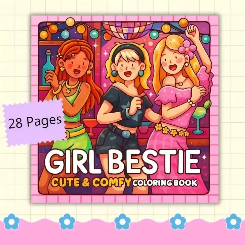 28 Pages Cozy Girls's Life Coloring Book for Adult | Colouring Book for Stress Relief, Birthday Day Gift, Back to School Supplie