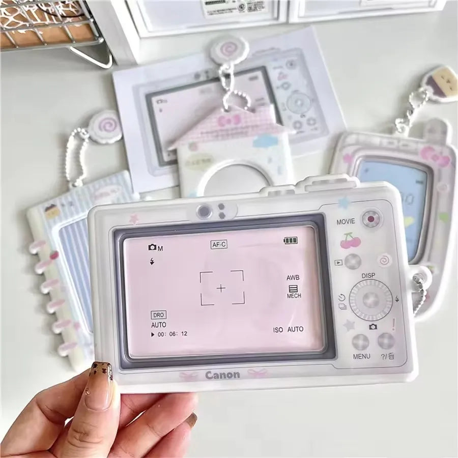 Cartoon Photocard Holder Camera Mobile Phone Shaped Idol Photocard Binder 3Inch Photo Storage Case Protection Cover Keychain