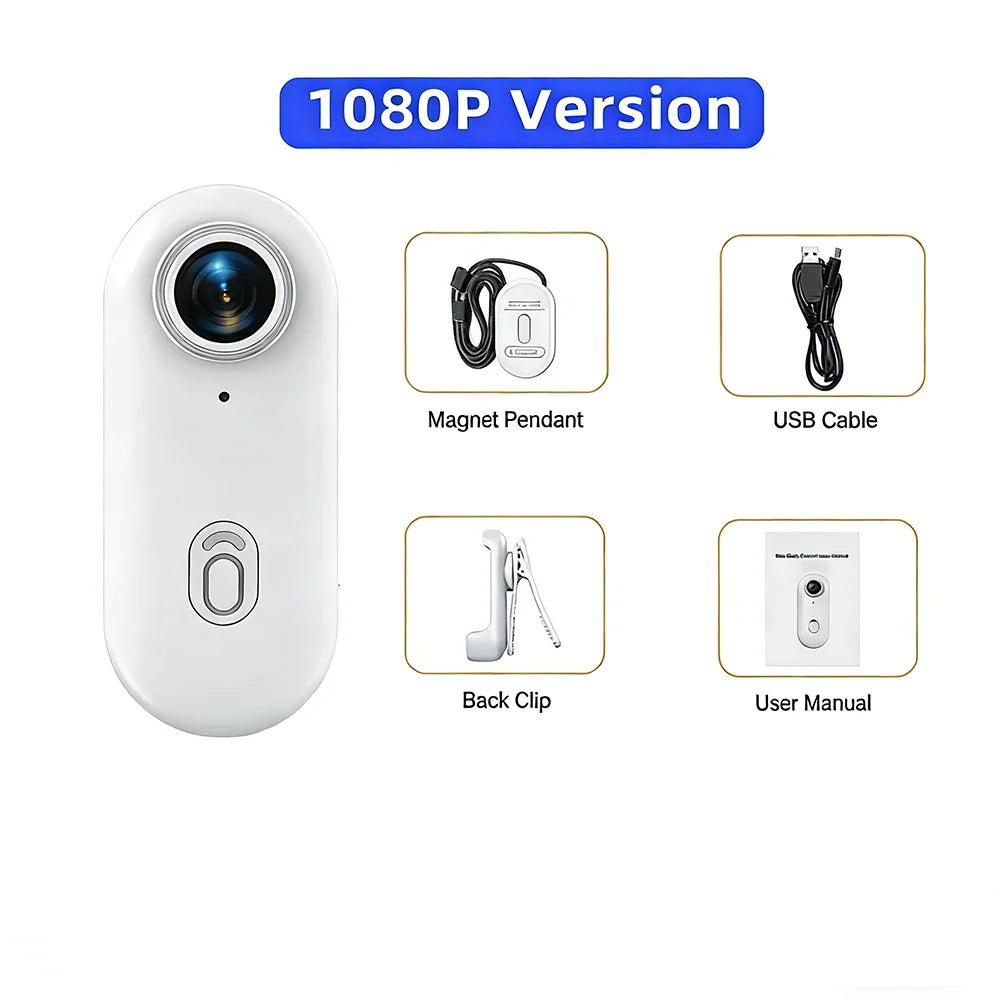4K FHD POV Collar Cam Small Sports Camera Magnetic Necklace Pets Camcorder Mini Wireless WiFi H88 Bodycam Recording Vlog Selfie