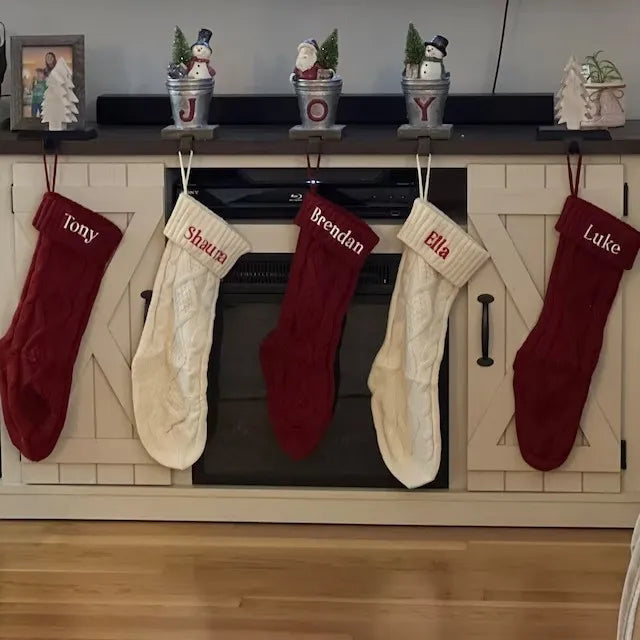 Personalized Name Knitted Christmas Stocking Custom Family Xmas Stocking for Holiday Home Decor