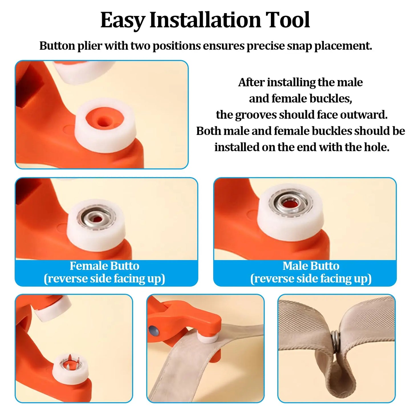 Snap Button Kit,Sets Metal Snap Buttons with Fastener Pliers Press Tool and Box, Rust Proof DIY Press Studs Button Fix Tool