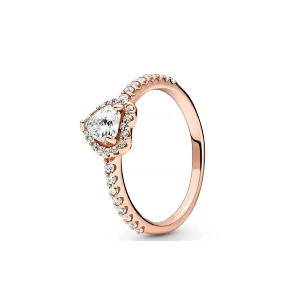 Hot Sale 925 Sterling Silver Red Pink Blue Green Heart Stone Snowflake Daisy Ring Trinkets Rings Wedding Fashion  Jewelry Women