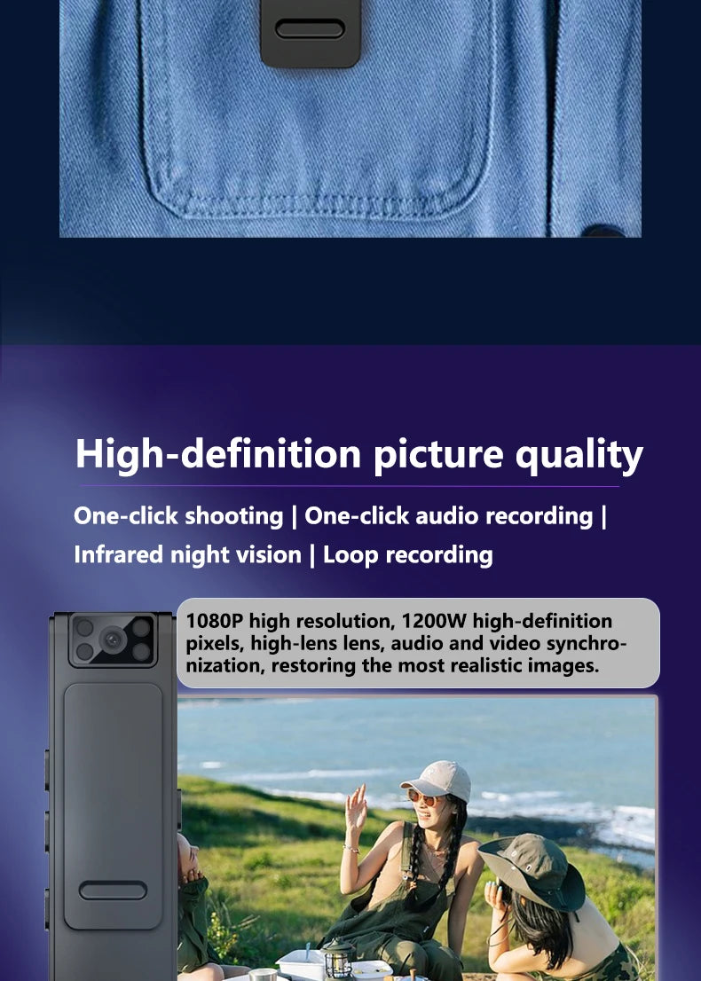 1080P Body Mini Camera Portable  Miniature Camcorder Small Digital Video Recorder Police Infrared Night Vision BodyCam