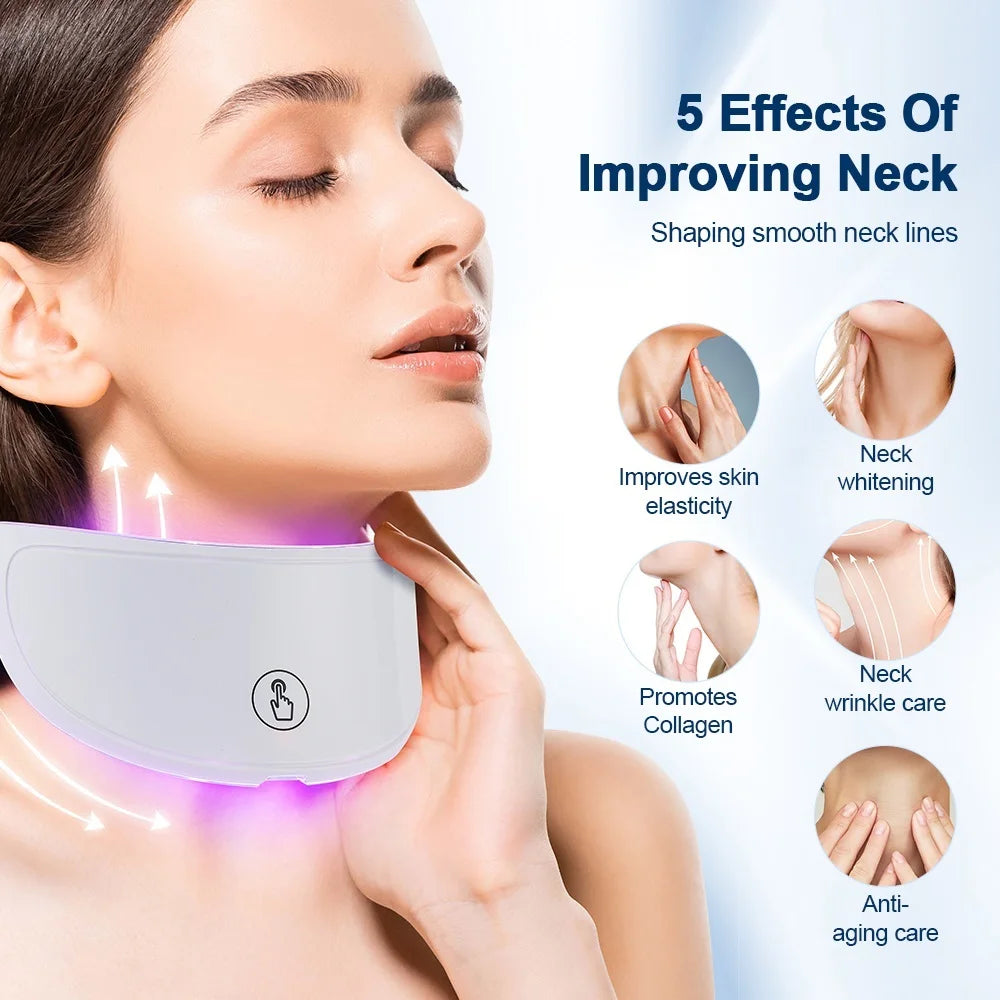 Neck LED Lift Mask Photon Anti-Wrinkle Skin Tightening Neck Beauty Device Skin Brighten Rejuvenation Neck Wrinkle Remover