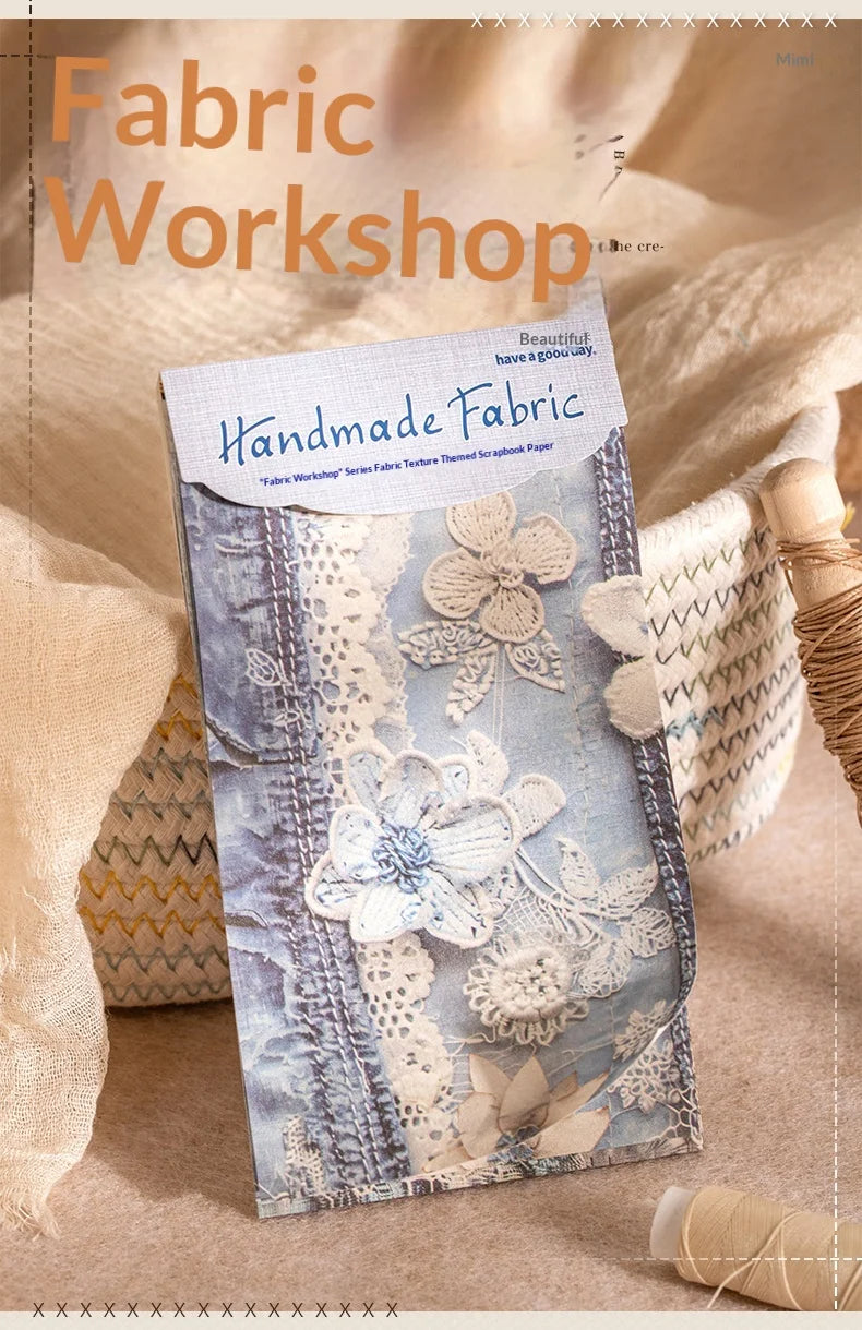 JIANWU Handmade Fabric Series Vintage Lace Flower Landscape Collage Scrapbook Material Paper Creative Junk Journal Stationery