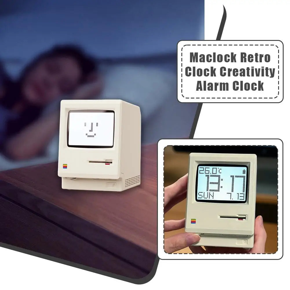 Maclock Retro Clock Creativity Alarm Clock Student Specific Wake Up Artifact Desktop Decor Computer Keyboard Accessories Gift
