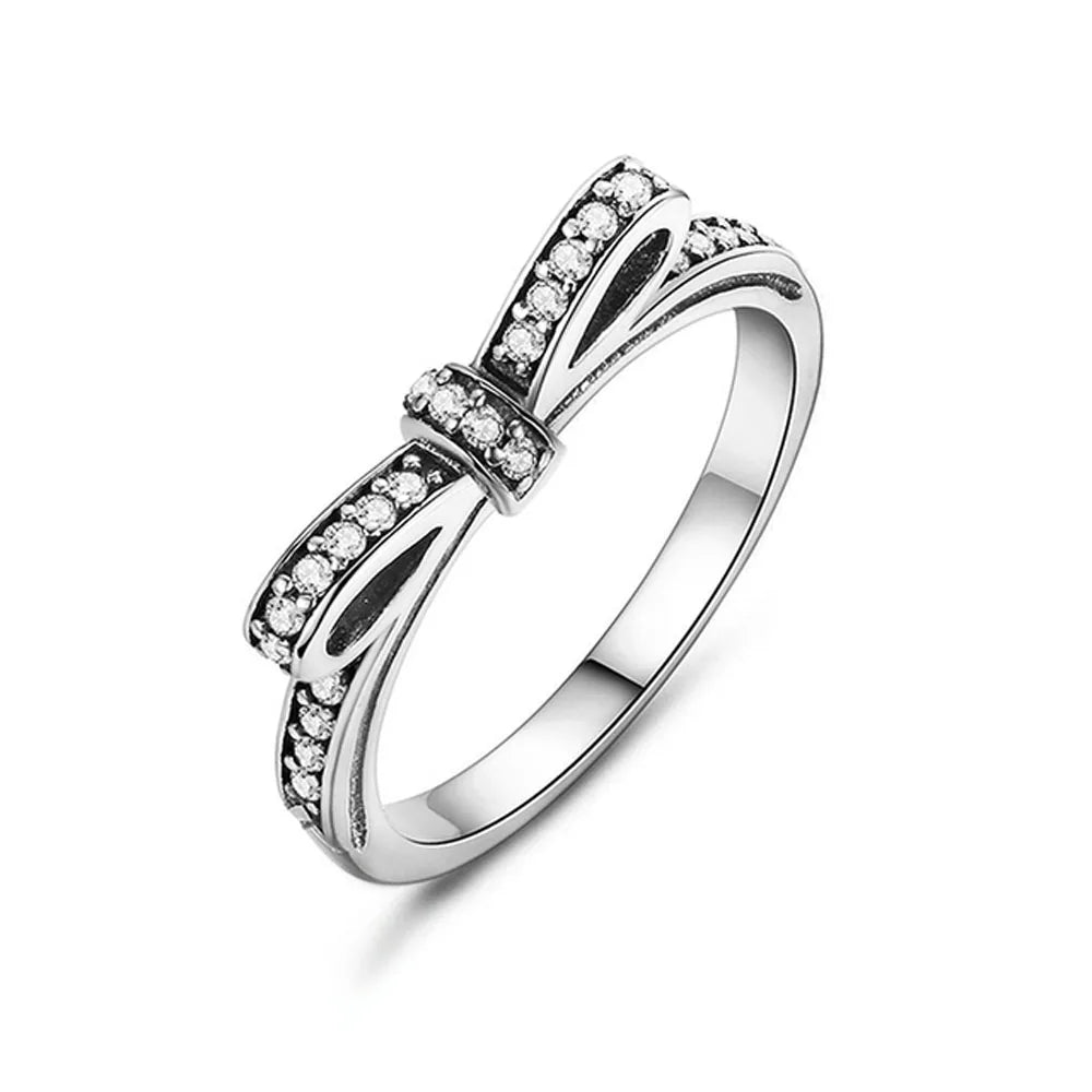 Hot Sale 925 Sterling Silver Red Pink Blue Green Heart Stone Snowflake Daisy Ring Trinkets Rings Wedding Fashion  Jewelry Women