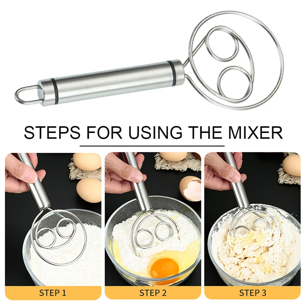 Dough Whisk Bread Mixer Stainless Steel Cake Pastry Flours Dough Blenders With Hanging Hole Kitchen Baking Blender Tools