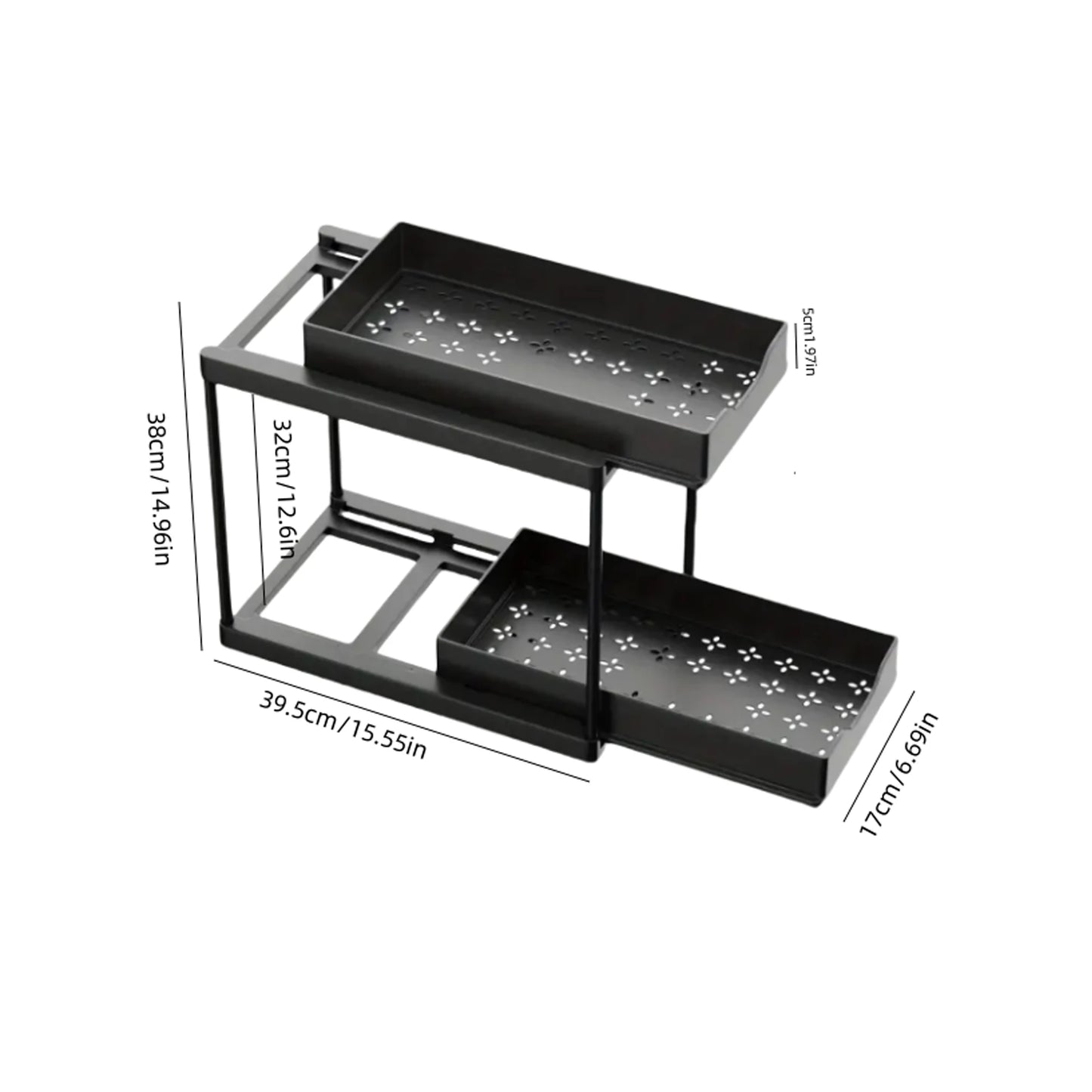 New 2 Tier Under Sink Organizer, Pull Out Sliding Rack, Multi-Function Shelf for Kitchen Bathroom,Space Saving Cabinet Organizer