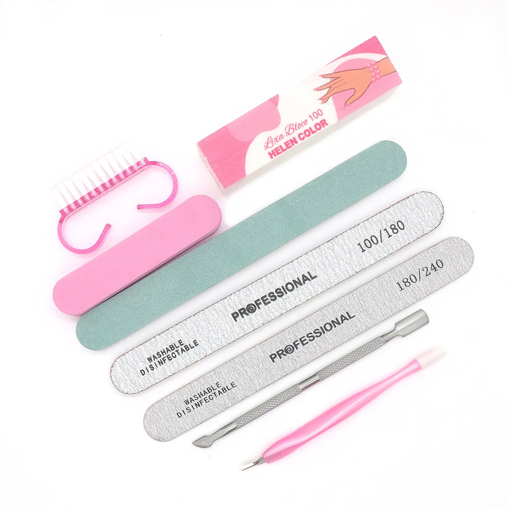 8pcs/Set Nail Manicure Care Tool Kit Nail Buffer Professional Nail Files Brush Manicure Pedicure UV Gel Nails Polish Art Tools