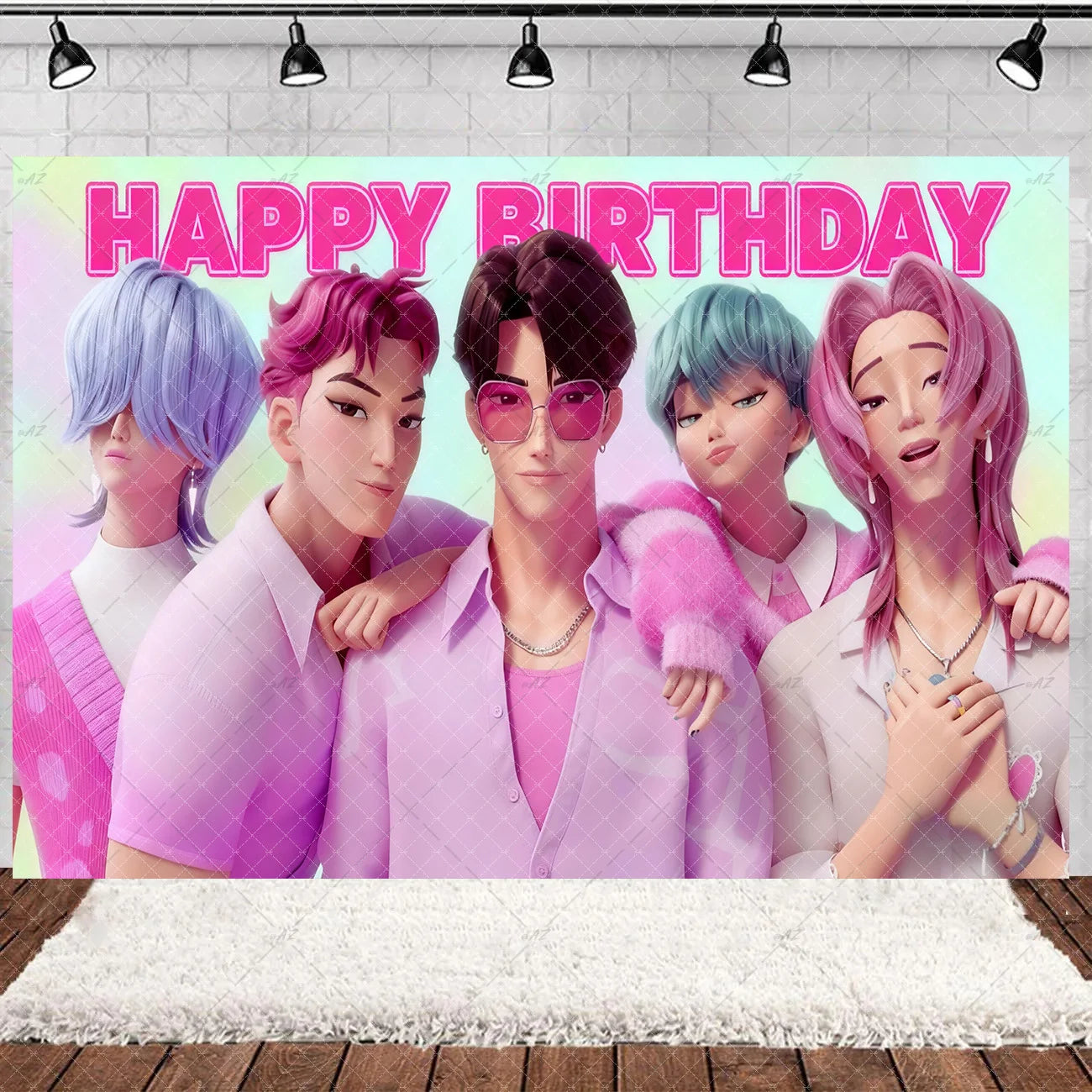Hot KPop Girl Demon Hunters Backdrop Popular Anime Adult Children's Birthday Party Decorations Baby Shower Supplies Photo Props