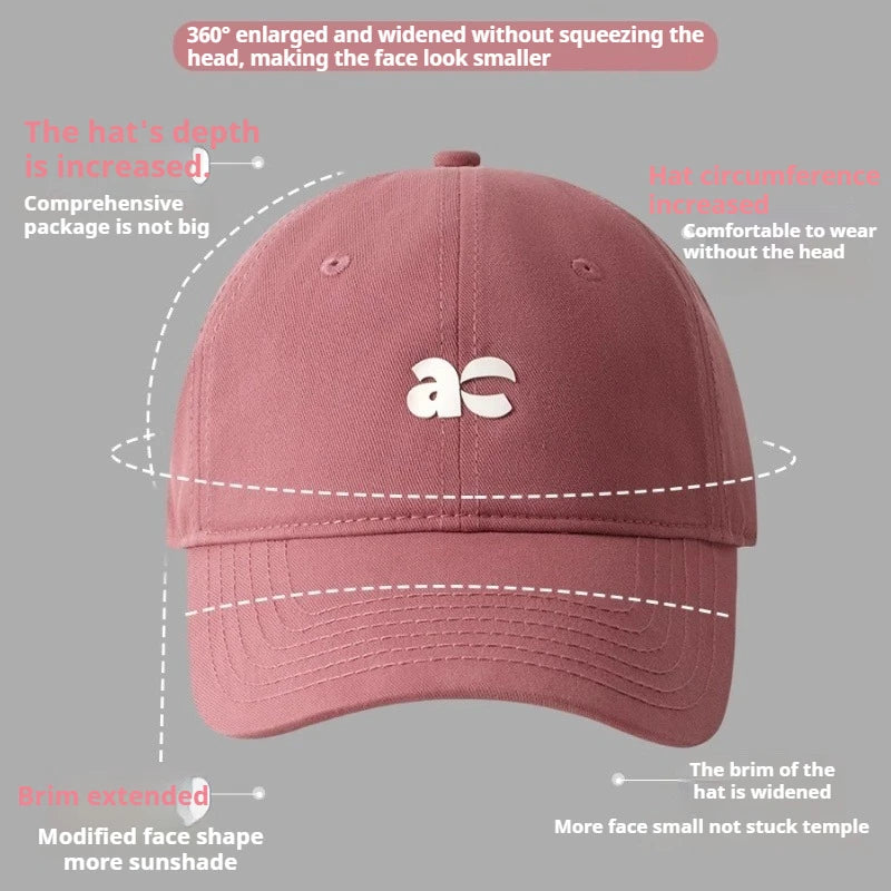 Plus Size Fashion Baseball Cap Deep Wide Brim Large Round Face Slimming Duckbill Hat Breathable Comfortable Chinese Bran